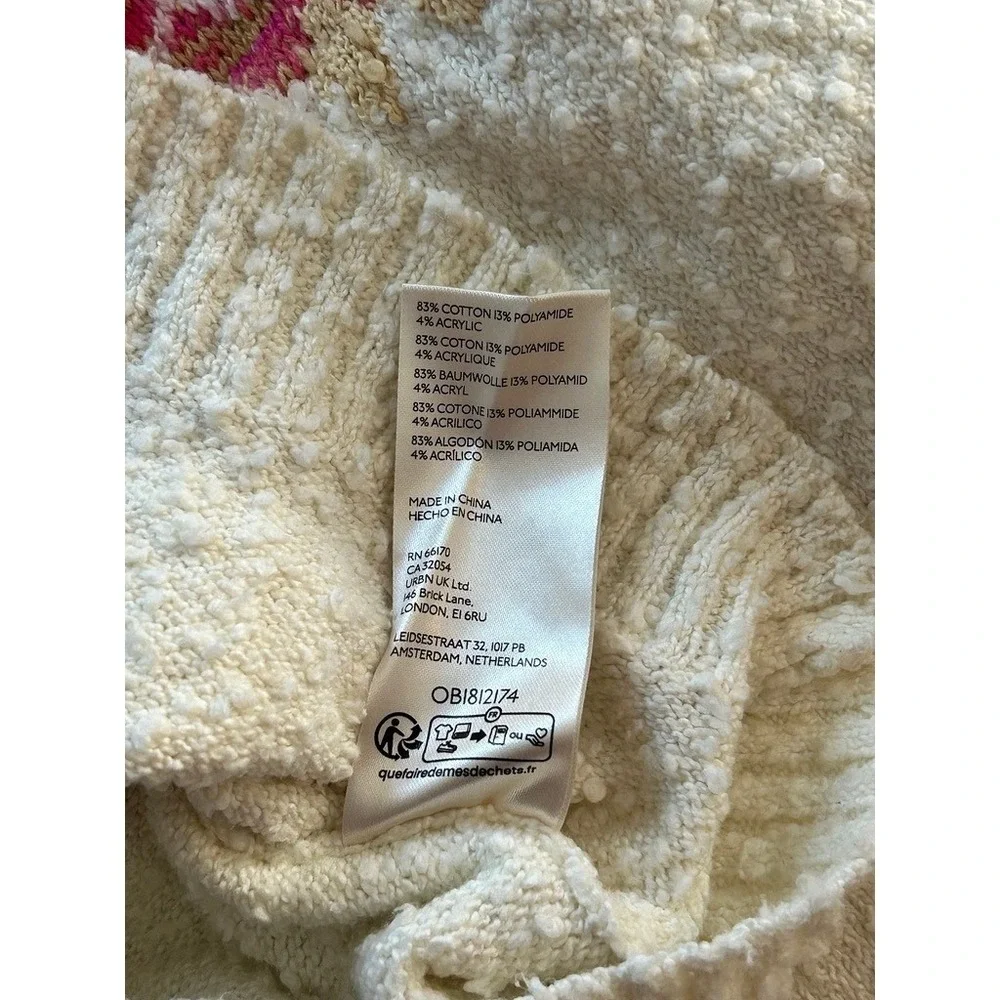 Free People Rabbit‎ Fair Isle Knit Sweater Pink & Orange Size XS